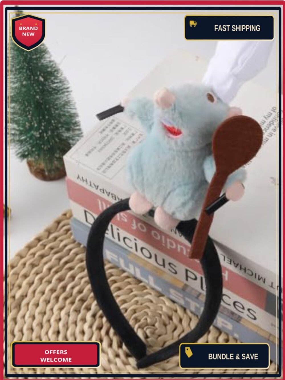 Plush Rat Headband Costume Set with Felt Spoon for Halloween Cosplay - Picture 5 of 5